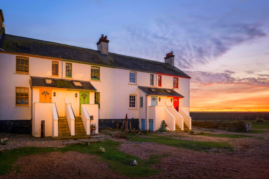 Coastguards Cottages at dusk