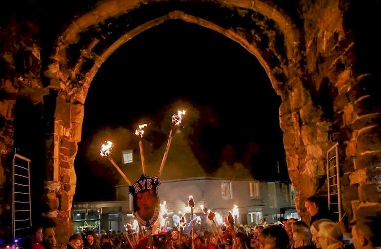 Rye Bonfire Night parade through Landgate