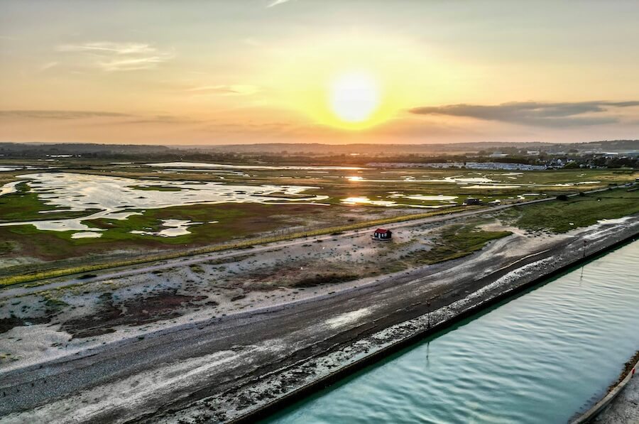 Summer evening over Rye Harbour Nature Reserve