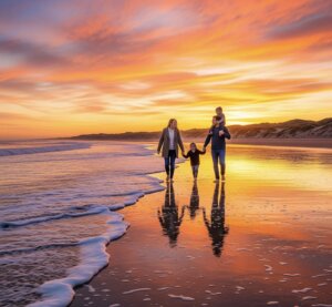 Walking the beach during Camber Sands autumn breaks