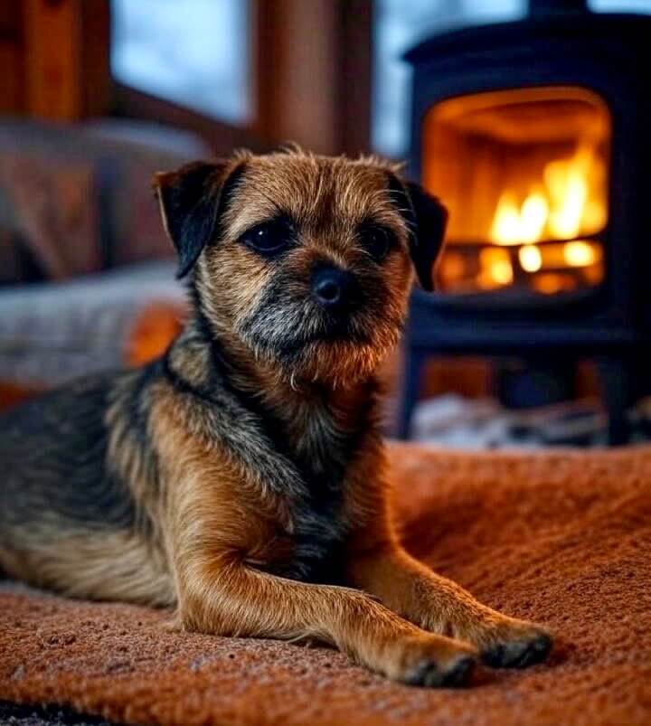 Cosy log burner at Ocean Beach with dog blanket and treats