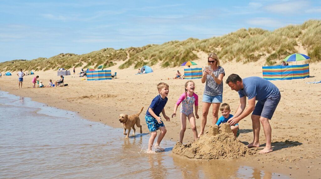 Family enjoying the beach at Camber Sands