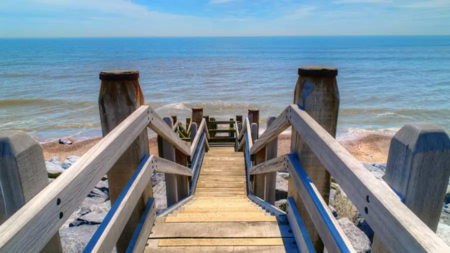 Steps down to beach