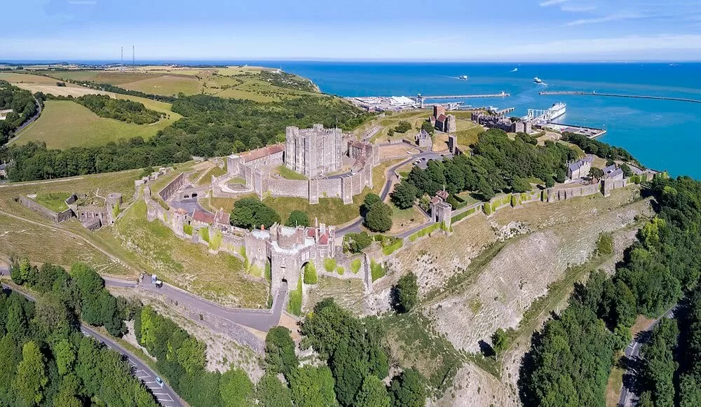 aerial view of dover castle, near Camber Sands
