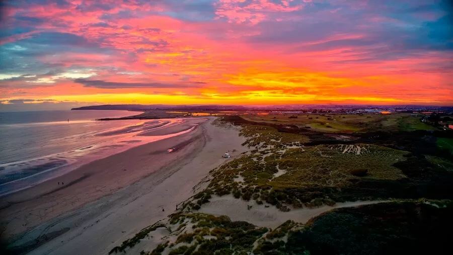 fiery sunset camber sands autumn