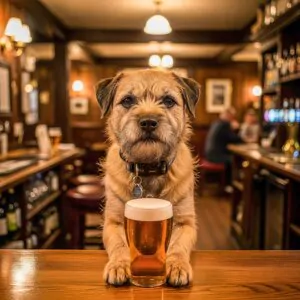 Dougal the dog relaxing at a dog friendly pub in Camber Sands