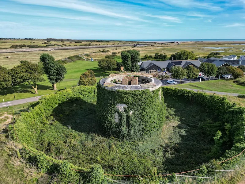 Martello Tower standing guard over Rye Harbour Nature Reserve