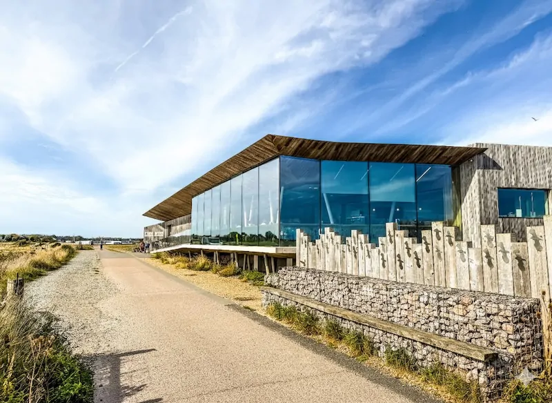 Rye Harbour Nature reserve visitor centre on an autumn day