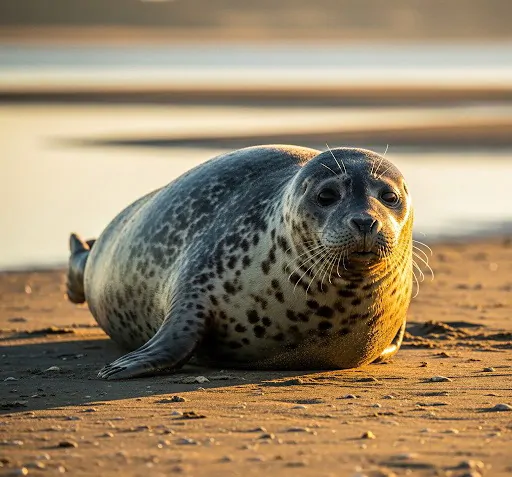 Seal basking on a sand bank in camber sands