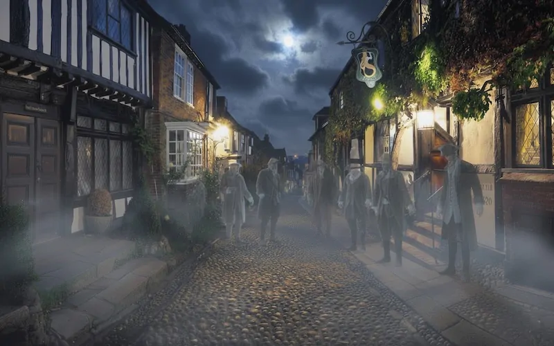 The ghosts of the Hawkhurst Gang outside the Mermaid inn
