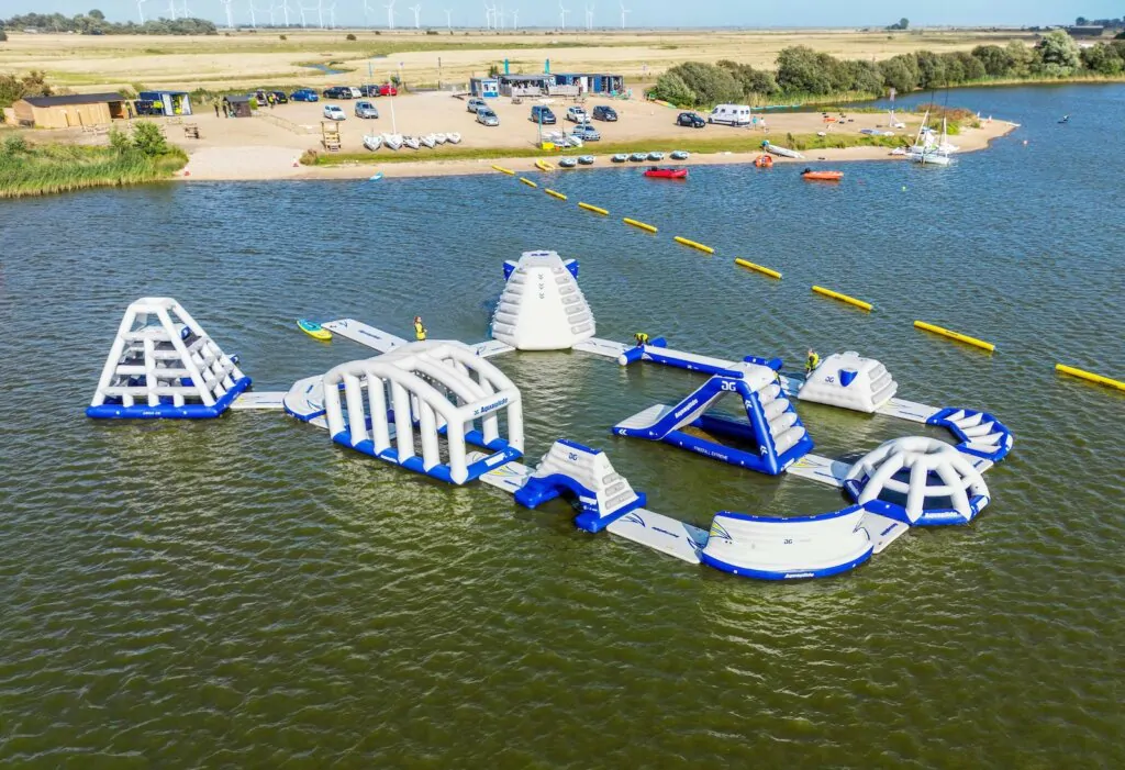 Inflatable aquapark at Rye Watersports near Camber Sands